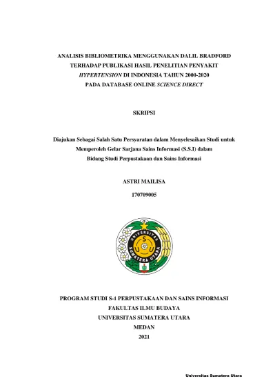 ANALISIS BIBLIOMETRIKA MENGGUNAKAN DALIL BRADFORD TERHADAP PUBLIKASI ...