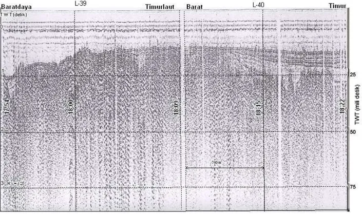 Gambar 2. Rekaman seismik L-39 &amp; L-40 berikut interpretasinya