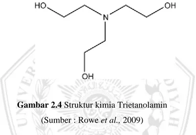 Gambar 2.4 Struktur kimia Trietanolamin  (Sumber : Rowe et al., 2009) 