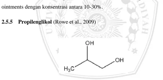 Gambar 2.6 Struktur kimia Propilenglikol  (sumber: Rowe et.al, 2009) 