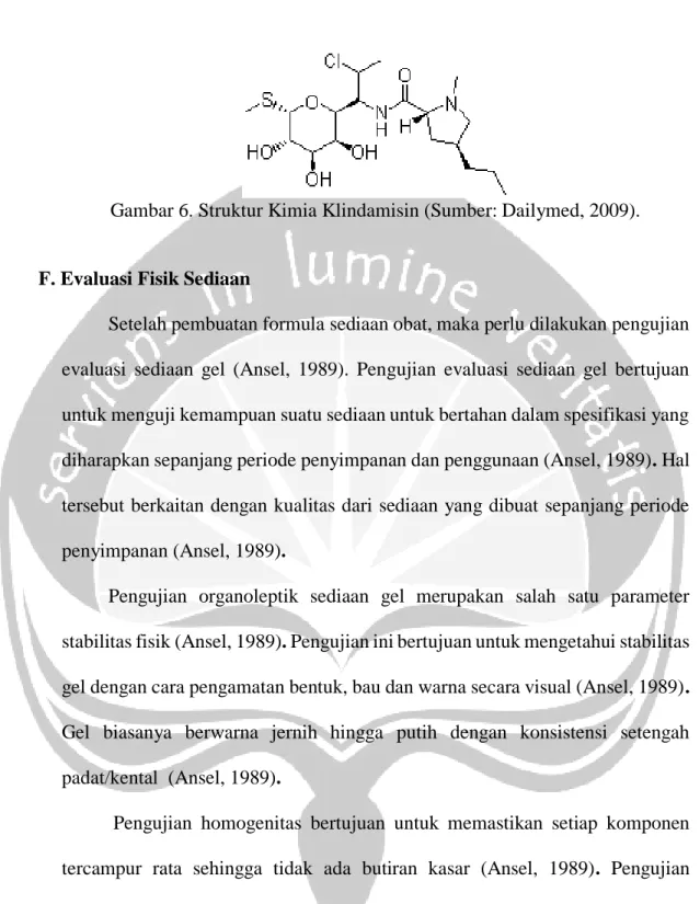 Gambar 6. Struktur Kimia Klindamisin (Sumber: Dailymed, 2009). 
