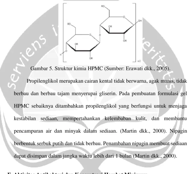 Gambar 5. Struktur kimia HPMC (Sumber: Erawati dkk., 2005). 