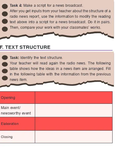 table shows how the ideas in a news item are arranged. Fill 