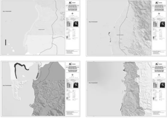 Gambar 4. Peta sebaran dan luas lokasi yang sesuai di Kabupaten Maros (0 Ha), Pangkep (76,58 Ha),  Barru (135,76 Ha) dan Kota Pare-Pare (180,93)