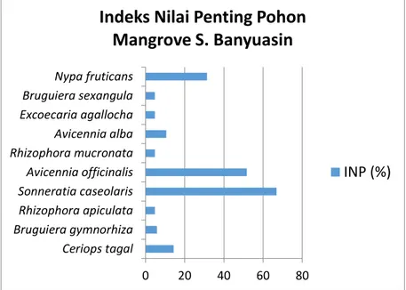 Gambar 5.  Indeks nilai penting pohon di wilayah mangrove S. Banyuasin 
