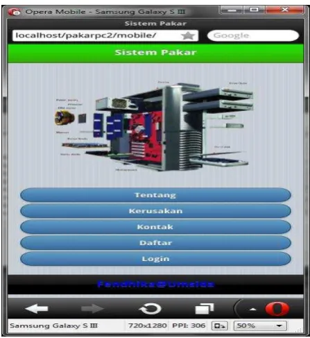 Gambar 4.19 Halaman utama web mobile 