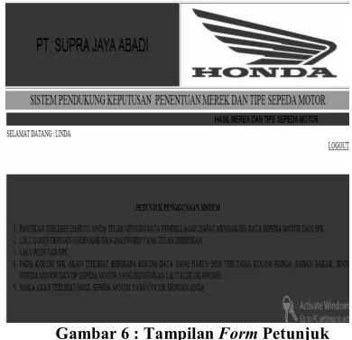 Gambar 6 : Tampilan Form Petunjuk 
