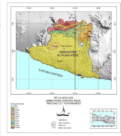 Gambar 7. Peta Sebaran Formasi Geologi di Daerah Kabupaten Gunungkidul 