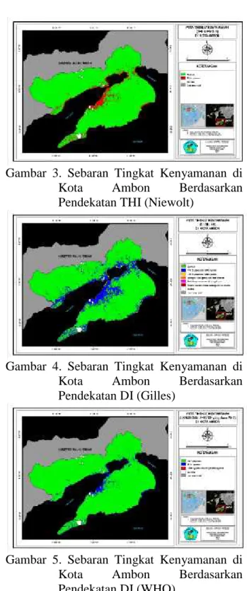 Gambar  3.  Sebaran  Tingkat  Kenyamanan  di Kota  Ambon  Berdasarkan Pendekatan THI (Niewolt)