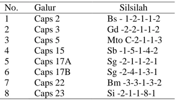 Tabel 1. Silsilah galur inbrida yang digunakan  dalam penelitian 