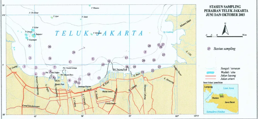 Gambar 2. Titik pengambilan sampel di Teluk Jakarta