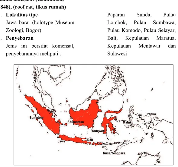 Gambar 6. Distribusi tikus rumah R. tanezumi di Indonesia  3.  Habitat 