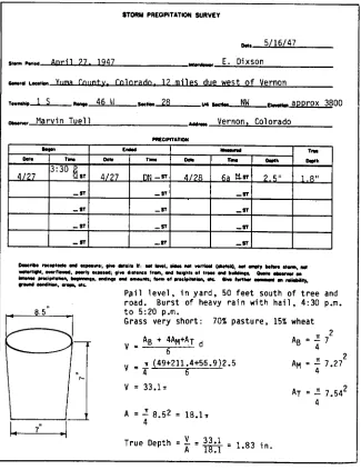 Figure 2-I.--Storm precipitation survey form. 103-D-1905. 