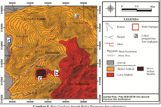Gambar 5. Peta Geologi daerah Bukit Pajangan dan sekitarnya. 