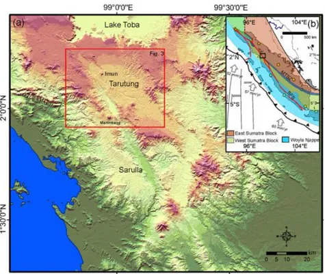 Gambar 2.4. Peta topografi DEM 90m daerah Sipoholon (Nukman, 2013) 