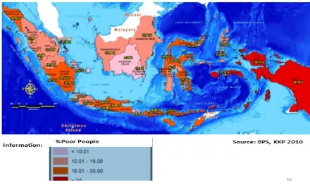Figure 1.Source:   Map on Poverty in Coastal Communities   Indonesian Ministry of National Development Planning, Marine Development in the  RPJMN 2015-2019 (Jakarta: Ministry of National Development Planning, 2014), p