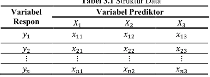 Tabel 3.1 Struktur Data  Variabel 