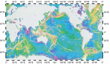 Figure 2–7Red balls placed on the sea floor trace the spreading and sinking of newoceanic crust as it cools and migrates away from the mid-oceanic ridge.