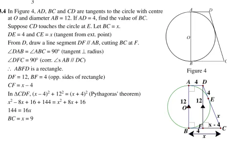  ABFD is a rectangle. DF = 12, BF = 4 (opp. sides of rectangle) Figure 4 A4D