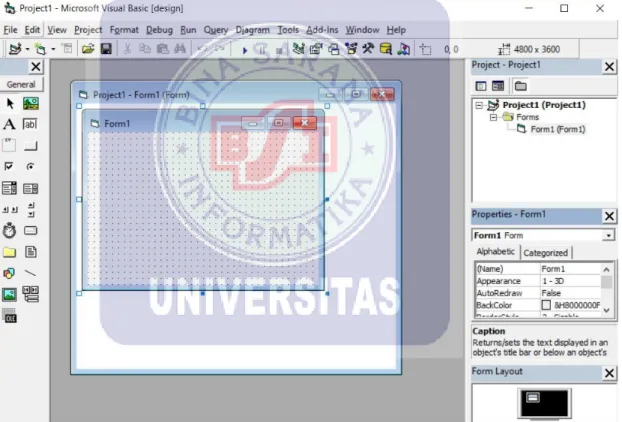 Gambar II.2. Tampilan Microsoft Visual Basic 6.0 