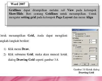 Gambar 3.7 Kelompok Arrange untuk mengatur gambar di Word 2007 