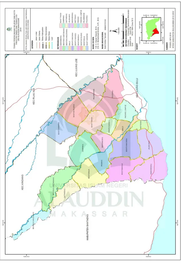 Gambar 3.1 Peta Administrasi Kecamatan Gantarang 