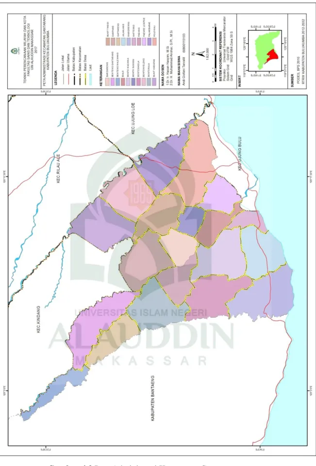 Gambar 4.2 Peta Administrasi Kecamatan Gantarang 