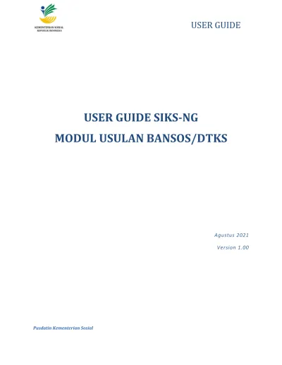 USER GUIDE SIKS-NG MODUL USULAN BANSOS/DTKS