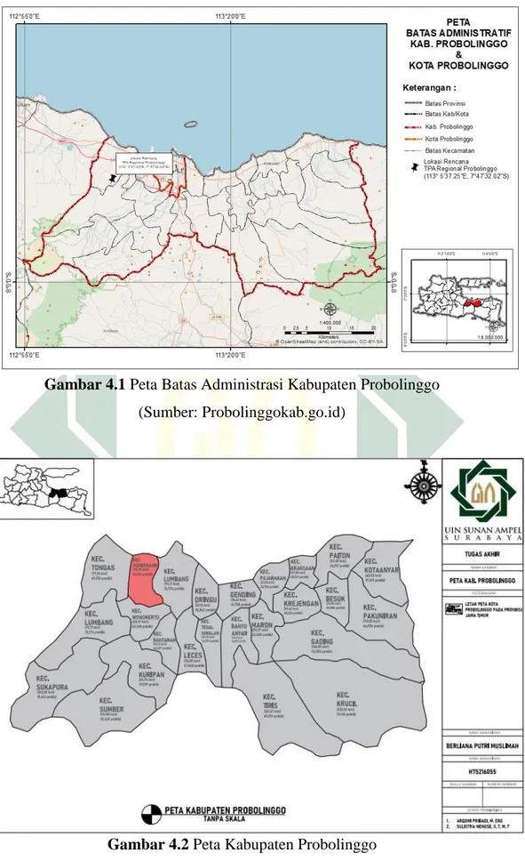 Gambar 4.1 Peta Batas Administrasi Kabupaten Probolinggo 
