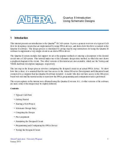 Quartus II Introduction Using Schematic Designs