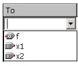 Figure 25. The drop-down menu displays the input and output names.