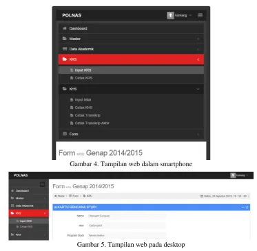 Gambar 4. Tampilan web dalam smartphone 