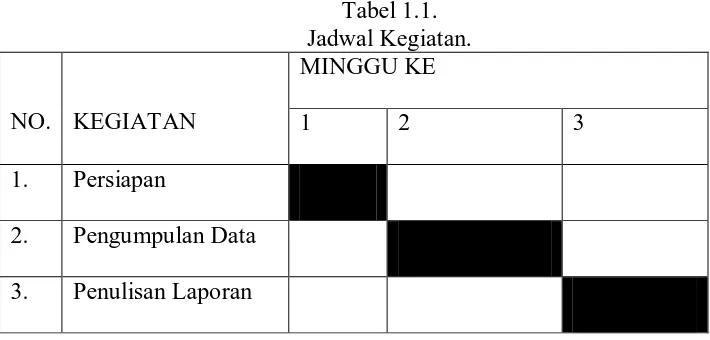 Tabel 1.1. Jadwal Kegiatan. 