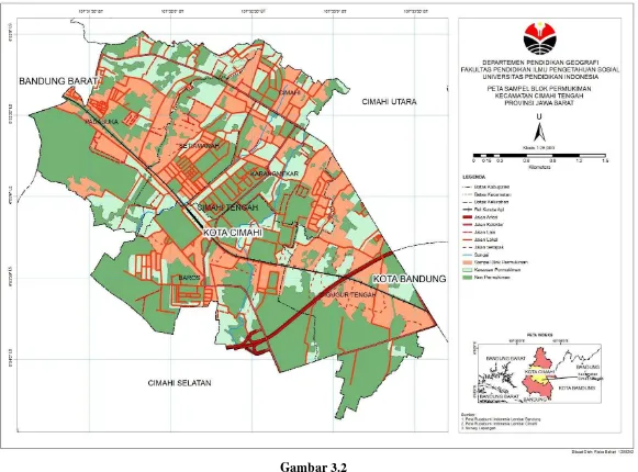 Gambar 3.2 Peta Sampel Blok Permukiman Kecamatan Cimahi Tengah 