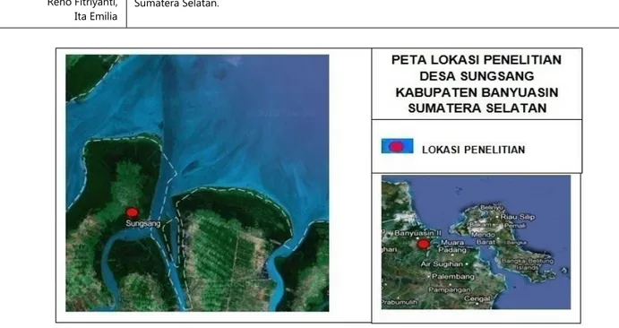Gambar 1. Peta Desa Sungsang Kabupaten Banyuasin Prov. Sumsel (Fauziyah et al., 2012) 3 .
