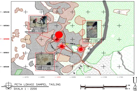 Gambar 1. Peta Lokasi Pengambilan Sampel Tailing C. Analisa Data