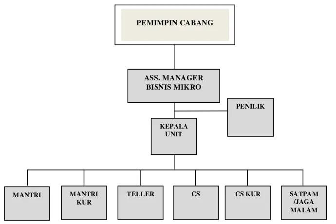 Gambar 4.1.  Bagan Struktur PT. Bank Rakyat Indonesia (BRI) Bagian Mikro Kanca       