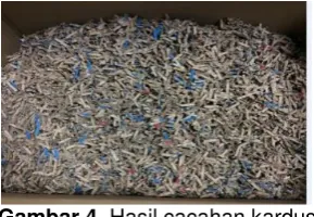 Gambar 4.  Hasil cacahan kardus 