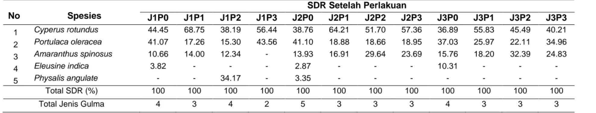 Tabel 2. Nilai SDR Pada Pengamatan 49 HST 