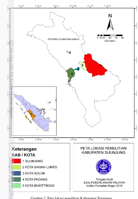 Gambar 2  Peta lokasi penelitian Kabupaten Sijunjung. 