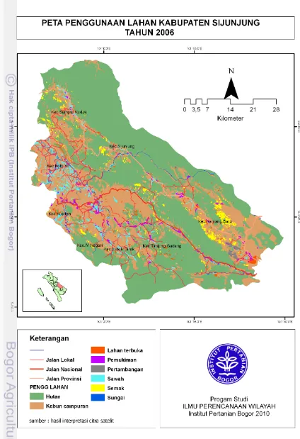 Gambar 6 Peta penggunaan lahan Kabupaten Sijunjung Tahun 2006. 