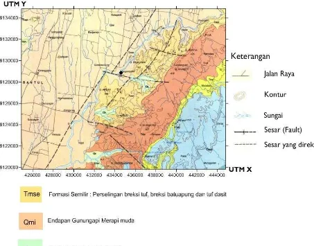 Gambar 2.2 Peta geologi daerah penelitian (Rahardjo & Rosidi, 1995) 