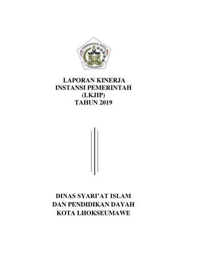 LAPORAN KINERJA INSTANSI PEMERINTAH (LKJIP) TAHUN 2019