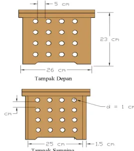 Gambar 1.  Desain kotak fermentasi 