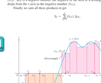 FIGURE 5.9The rectangles approximate the region between the graph of the functiony = ƒsxdand the x-axis.