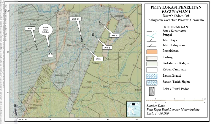 Gambar 1. Peta Lokasi Penelitian Desa Sidomukti dan Bandungrejo Kabupaten Gorontalo 