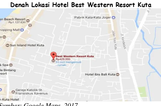 Gambar 1 Denah Lokasi Hotel Best Western Resort Kuta 