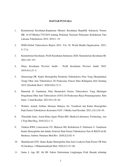 DAFTAR PUSTAKA 1. Kementerian Kesehatan.Keputusan Menteri Kesehatan ...