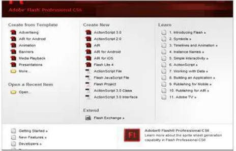 Gambar 2.4 Tampilan Awal Adobe Flash Profesional CS6 