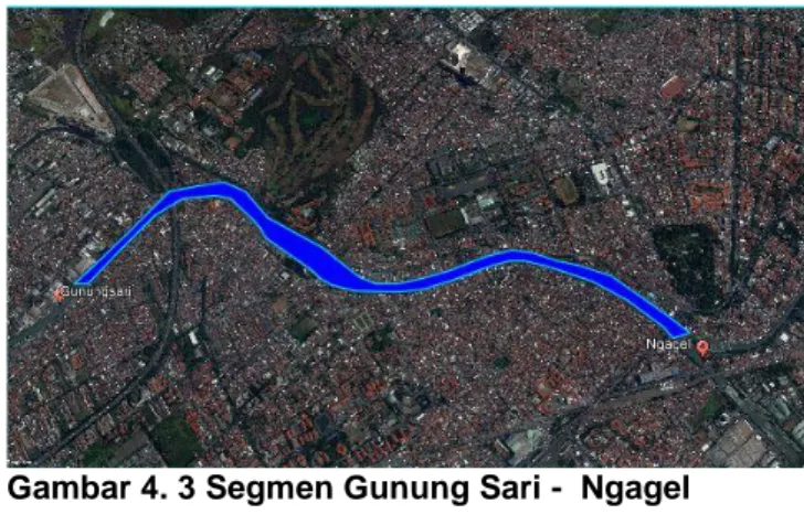 Gambar 4. 3 Segmen Gunung Sari -  Ngagel  Sumber: Google Earth,2018  4.3 Kondisi Kali Surabaya 